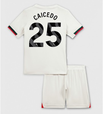 Chelsea Moises Caicedo #25 Udebanetrøje Børn 2025-26 Kortærmet (+ Korte bukser)